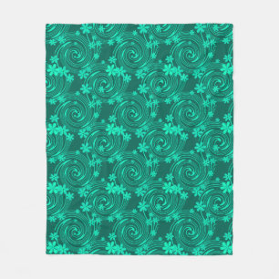 Cobertor De Velo padrão floral brilhante de turquesa verde