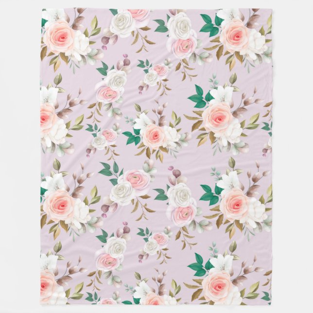 Cobertor De Velo Padrão Floral Clássico (Frente)