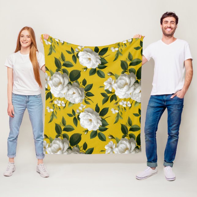 Cobertor De Velo Padrão Floral Clássico Amarelo Rosa Branco (In Situ)
