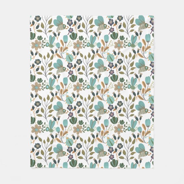 Cobertor De Velo Padrão Floral Colorido (Frente)