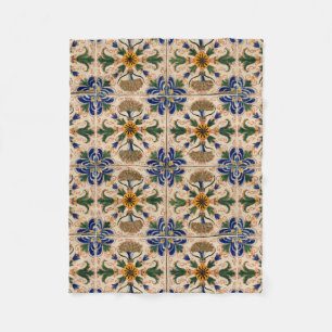 Cobertor De Velo Padrão Floral Colorido do Mediterrâneo Vintage