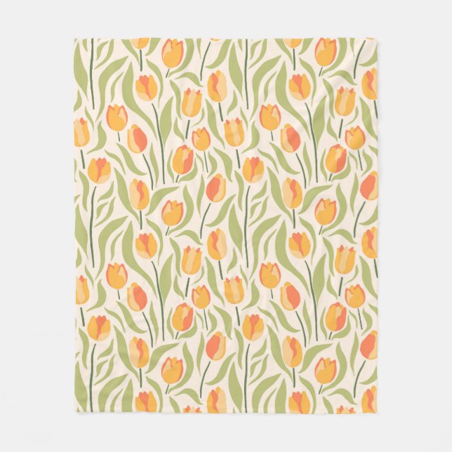 Cobertor De Velo Padrão floral com tulipas (Frente)