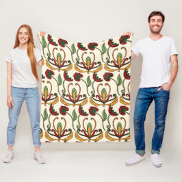 Cobertor De Velo Padrão floral contínuo com vermelho e amarelo