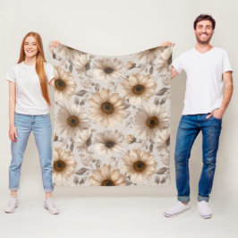 Cobertor De Velo Padrão Floral Creme de Girassol Neutro Suave