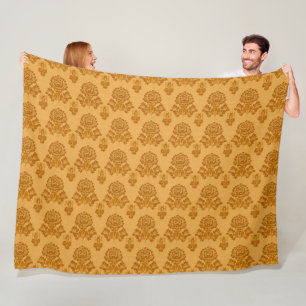 Cobertor De Velo Padrão Floral Damasco Dourado