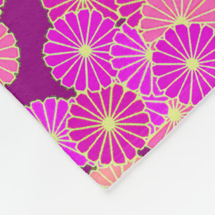 Cobertor De Velo Padrão floral de Art Deco - tons de violeta, coral