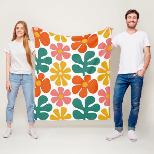 Cobertor De Velo Padrão Floral de Arte Folclórica Retro Groovy dos