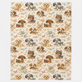 Cobertor De Velo Padrão floral de borboleta de cachorrinho fofo 