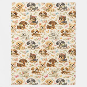 Cobertor De Velo Padrão floral de borboleta de cachorrinho fofo