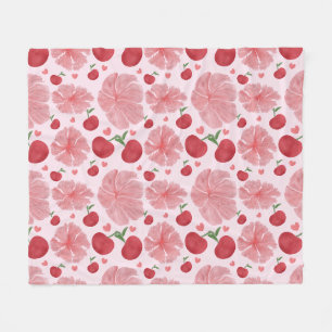 Cobertor De Velo Padrão floral de cereja em aquarela