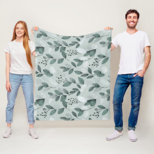 Cobertor De Velo Padrão Floral de Folha Verde Clara Escandinava Sal