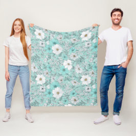 Cobertor De Velo Padrão Floral de Hortelã Flor Silvestre Pastel Del