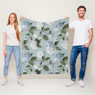 Cobertor De Velo Padrão Floral de Hortênsia Azul Soft Cottagecore