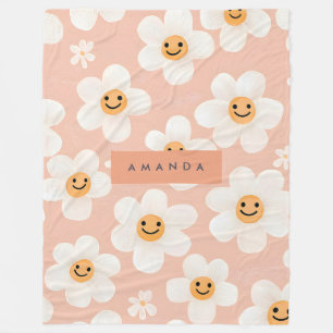 Cobertor De Velo Padrão Floral de Margarida de Sorriso Personalizad