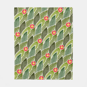 Cobertor De Velo Padrão Floral de Margarida Verde Vermelha-Cute Gro