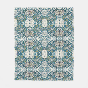 Cobertor De Velo Padrão Floral de Patchwork da Aquarela BOHO Blue T