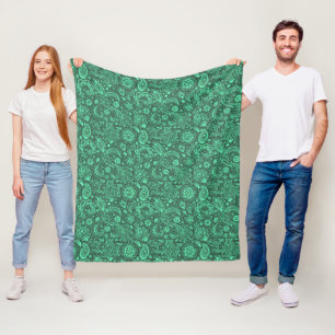 Cobertor De Velo Padrão floral do estilo floral batik verde