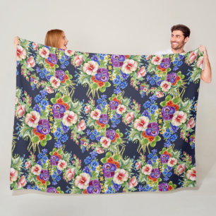 Cobertor De Velo Padrão Floral Elegante Folhagem Amarela Cor-de-ros