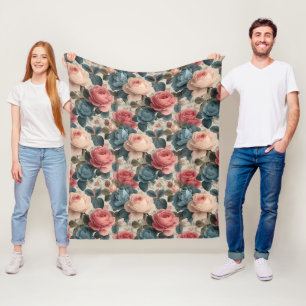 Cobertor De Velo Padrão Floral Elegante Vintage com Rosas