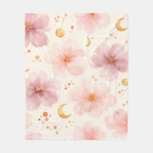Cobertor De Velo Padrão Floral em Aquarela Rosa Elegante