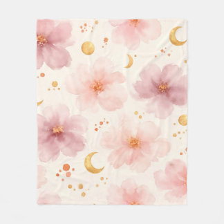 Cobertor De Velo Padrão Floral em Aquarela Rosa Elegante