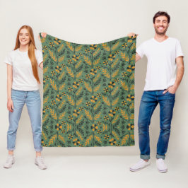 Cobertor De Velo Padrão floral estilizado botânico laranja e preto