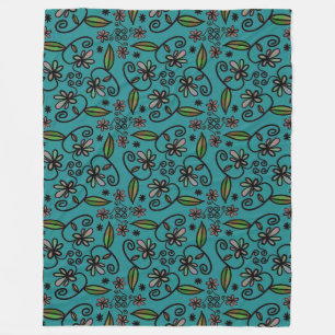 Cobertor De Velo Padrão Floral Fofo Azul Turquesa