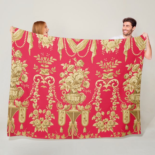 COBERTOR DE VELO PADRÃO FLORAL FRANCÊS, VASOS DE FLOR, ROSAS (In Situ)