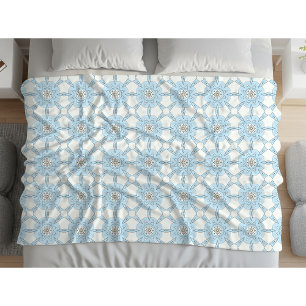 Cobertor De Velo Padrão floral geométrico azul decorativo