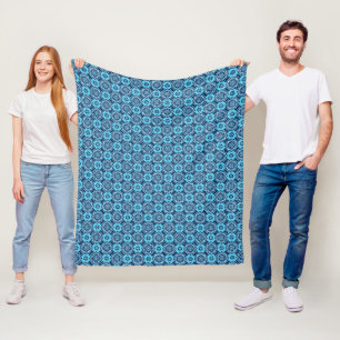 Cobertor De Velo Padrão Floral Geométrico Azul Elegante