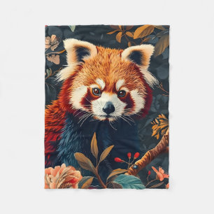Cobertor De Velo Padrão Floral Jardim Floresta Vintage Panda Vermel