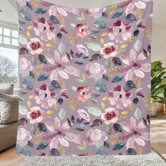 Cobertor De Velo Padrão Floral Lilás (Criador carregado)