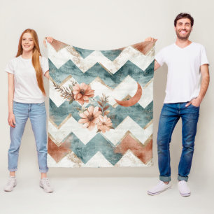 Cobertor De Velo Padrão Floral Lua Rústica Chevron Terroso