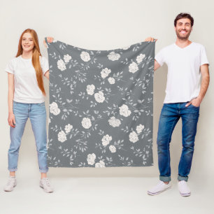 Cobertor De Velo Padrão Floral Minimalista Cinza Rosa Branco Suave