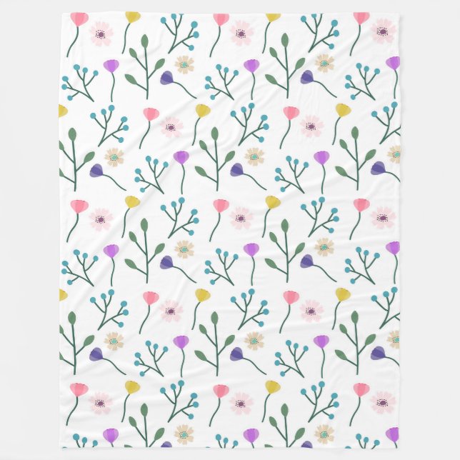 Cobertor De Velo Padrão Floral Moderno Claro Branco (Frente)