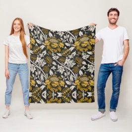 Cobertor De Velo Padrão floral ornamentado com grandes flores doura