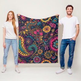 Cobertor De Velo Padrão Floral Paisley