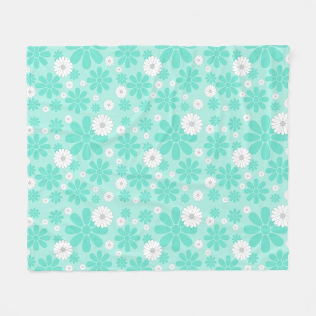 Cobertor De Velo Padrão Floral Pastel MINT (Frente (Horizontal))