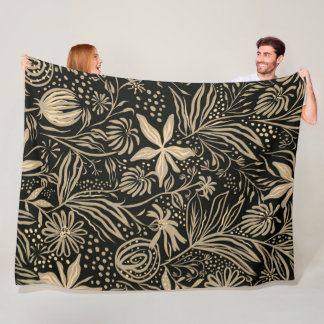 Cobertor De Velo Padrão Floral preguiçoso em Dourado a preto