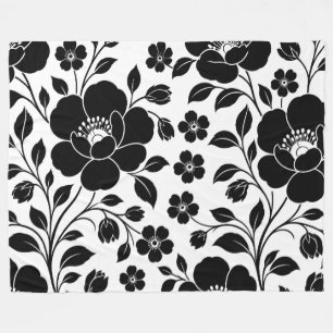 Cobertor De Velo Padrão Floral Preto Elegante