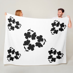 Cobertor De Velo Padrão Floral Preto Minimalista em Aberto
