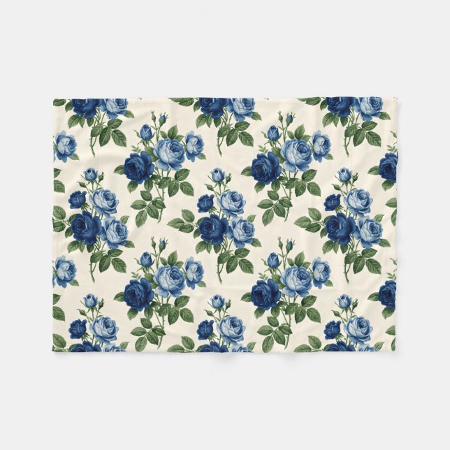 Cobertor De Velo Padrão Floral Rosa Azul (Frente (Horizontal))