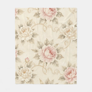 Cobertor De Velo Padrão Floral Rosa Damasco Vintage Rosa