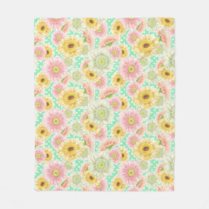 Cobertor De Velo Padrão Floral Rosa e Amarelo