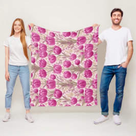 Cobertor De Velo Padrão Floral Rosa Moderno Tulipa Branca