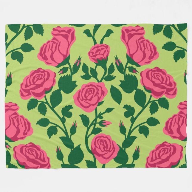 Cobertor De Velo Padrão Floral Rosa Rosa (Frente (Horizontal))