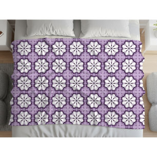 Cobertor De Velo Padrão floral roxo e branco