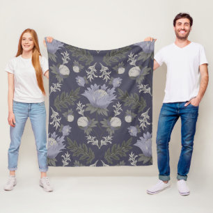 Cobertor De Velo Padrão floral roxo escuro simétrico