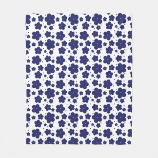Cobertor De Velo Padrão Floral Silhueta Azul Marinho Minimalista