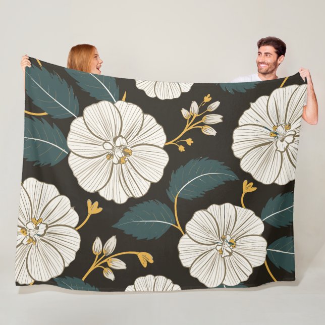 Cobertor De Velo Padrão Floral Sofisticado com Brilhos Brancos (In Situ)